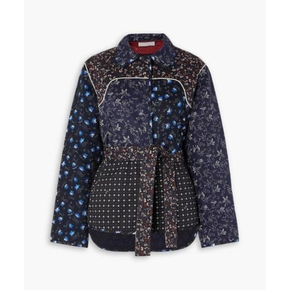 SEE BY CHLOÉ  Belted padded patchwork floral-print cotton jacket